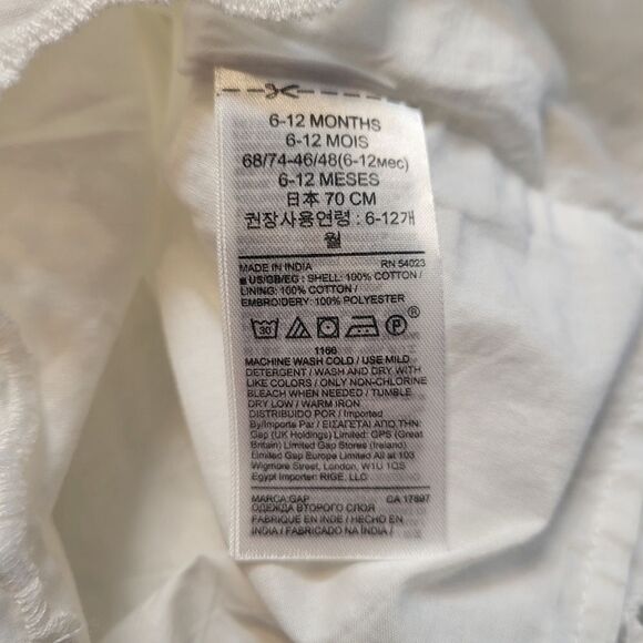 Baby Gap White Eyelet Dress / Blouse Cotton Girls Infant Size 6-12mo - Picture 12 of 15